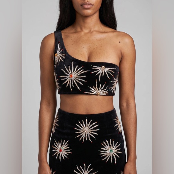 Oceanus Other - Black Sequin Sunburst Callie Co-ord One Shoulder Bikini Set